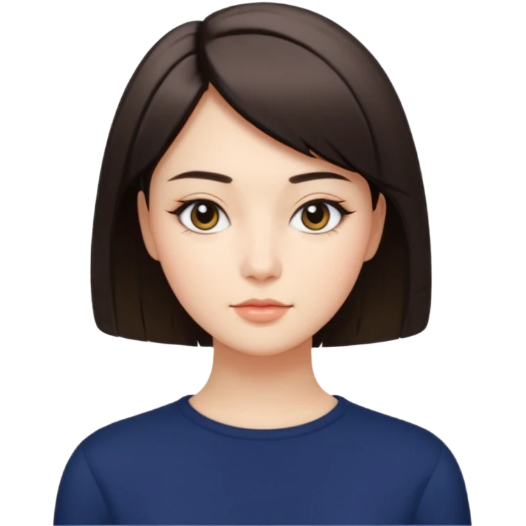 A woman in her 20s with medium short hair without bangs, with double eyelids, a round face shape, with a confident look on her face emoji