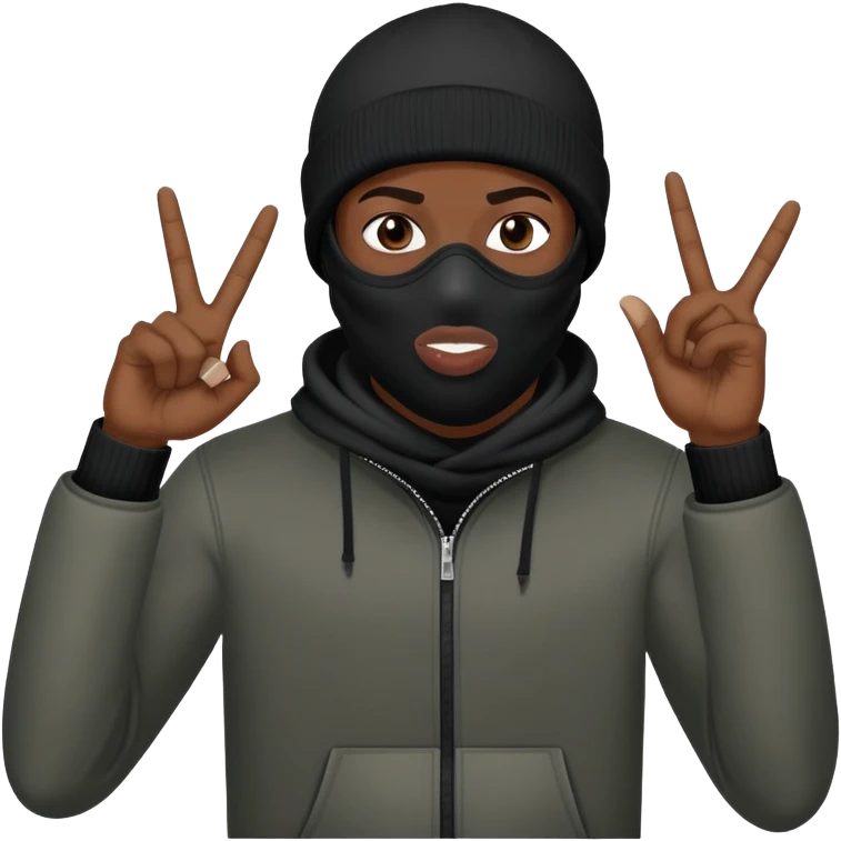 make a yn thug with ski mask throwing up gang signs emoji
