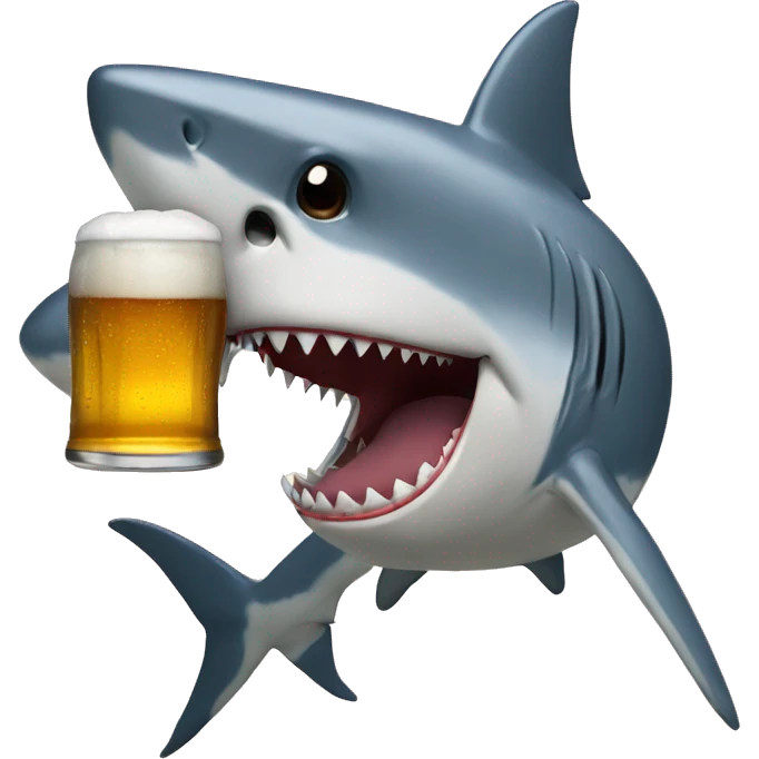 Shark drinking a beer emoji