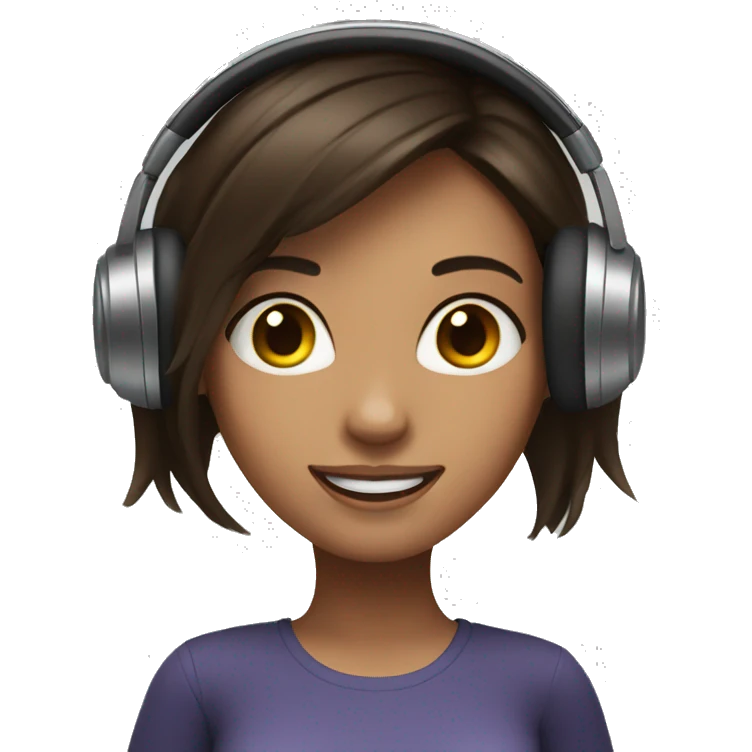 Brunette girl in headphones dancing emoji