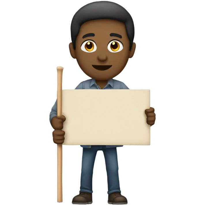 man standing holding placard on stick emoji