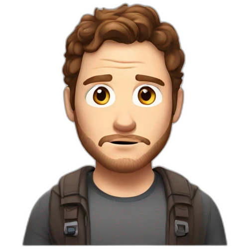 Chris Pratt brunette cartoon serious emoji