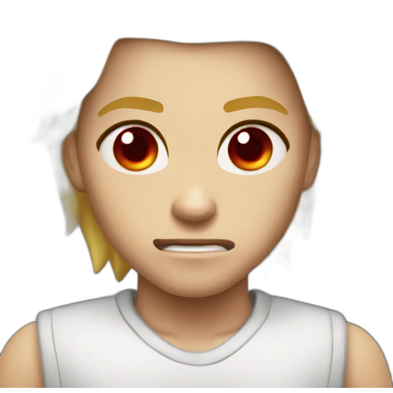 Angry dark poney red eyes blond hair emoji