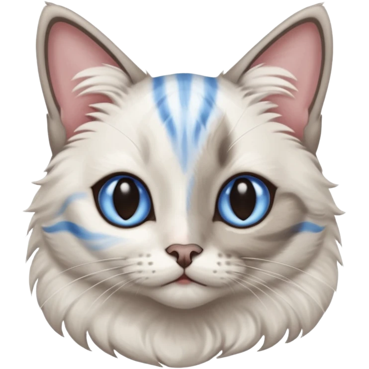 white and gray striped cat with blue eyes emoji