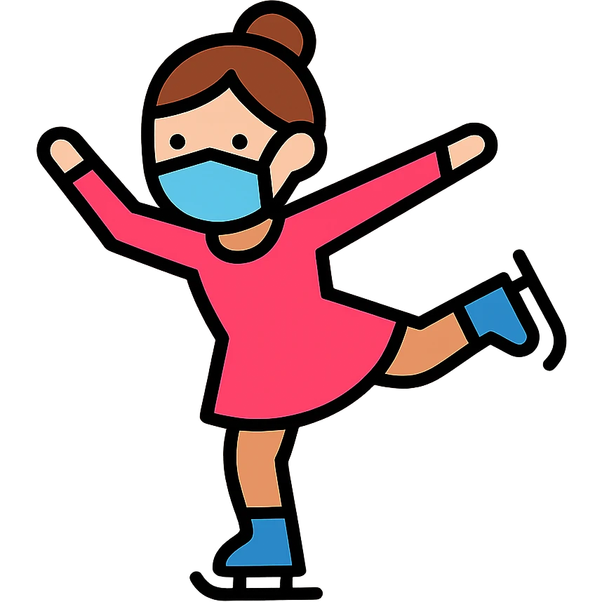 a figure skater girl wearing a face mask emoji