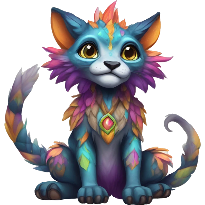 Colorful vernid fantasy creature LiLaiRa Kamirah Falvie whiskers paws full body emoji