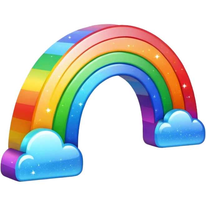A sparkly rainbiw emoji