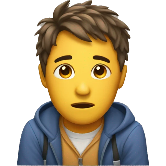 An normal tired emoji with homework  emoji