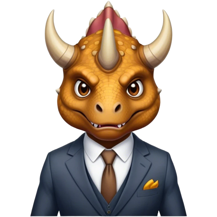 angry face of a triceratops in a suit emoji