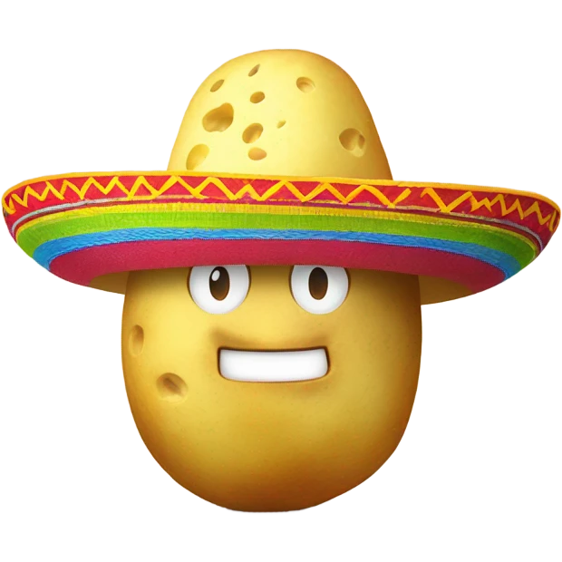 Potato eating cheese with a sombrero emoji