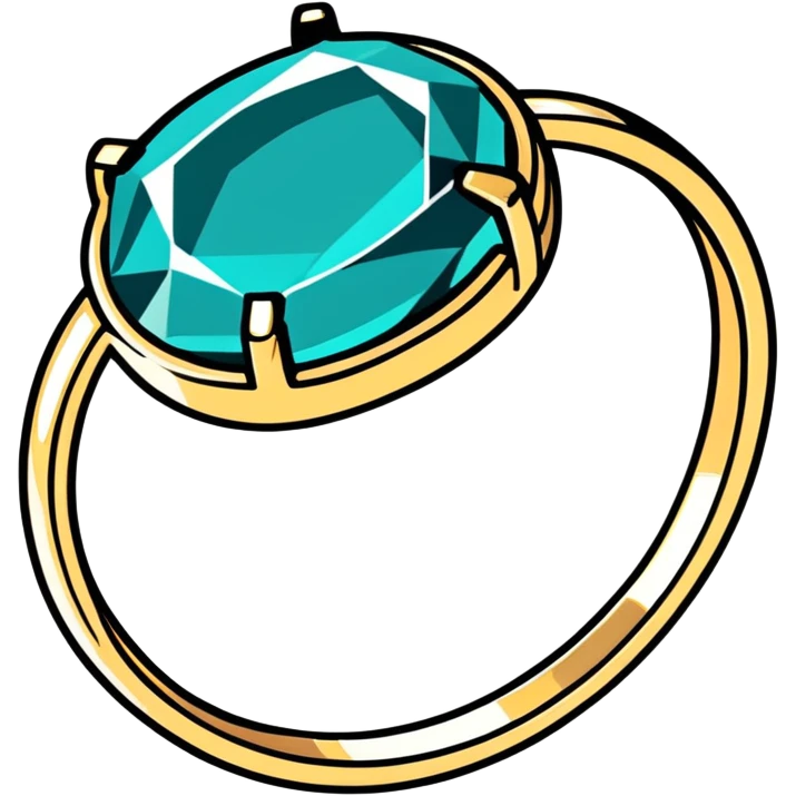 Teal Color gemstone, gold ring emoji