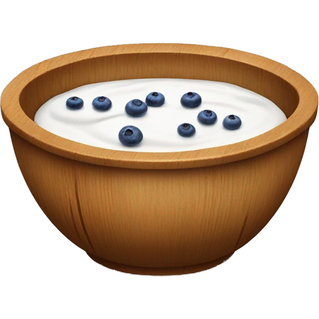 wooden bowl with white yogurt and blueberries in the middle emoji