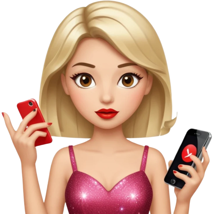 Glam girl tapping a big “buy” button on phone with subtle motion lines — impulsive first-minute shopper emoji