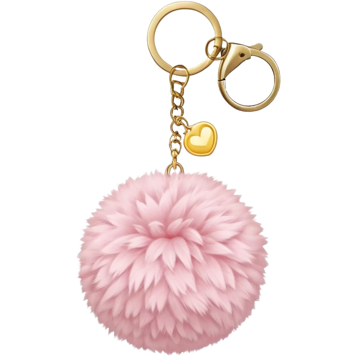 Light Pink and Gold Pom Pom Ball Keyring emoji