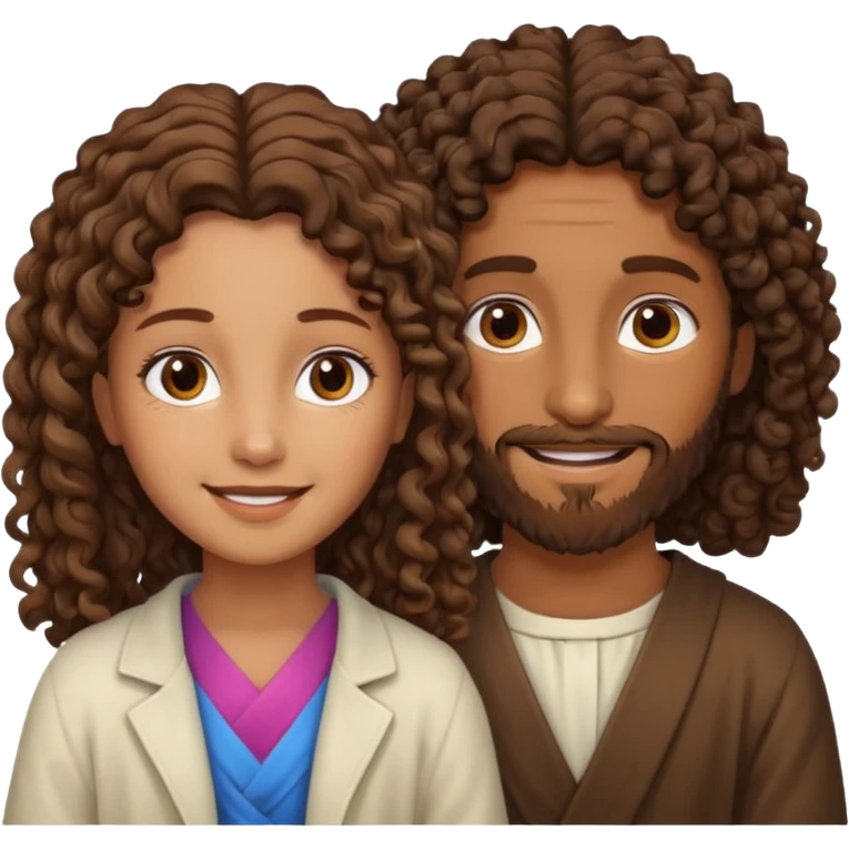 Jesus y una niña morena y crespa  emoji