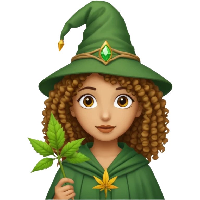 Curly head middle Easter girl as a weed wizard emoji
