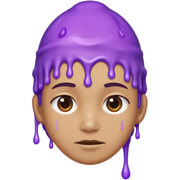 still person, neutral face, purple slime on their head, iOS Genmoji style emoji