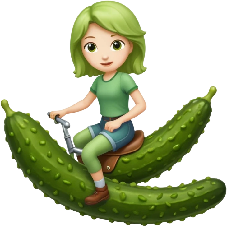 Girl riding a pickle emoji