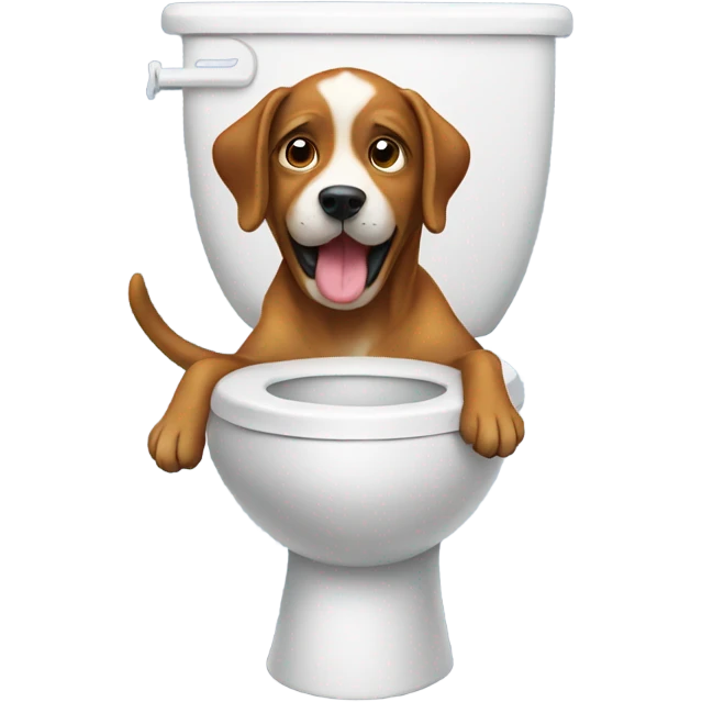 dog using toilet emoji