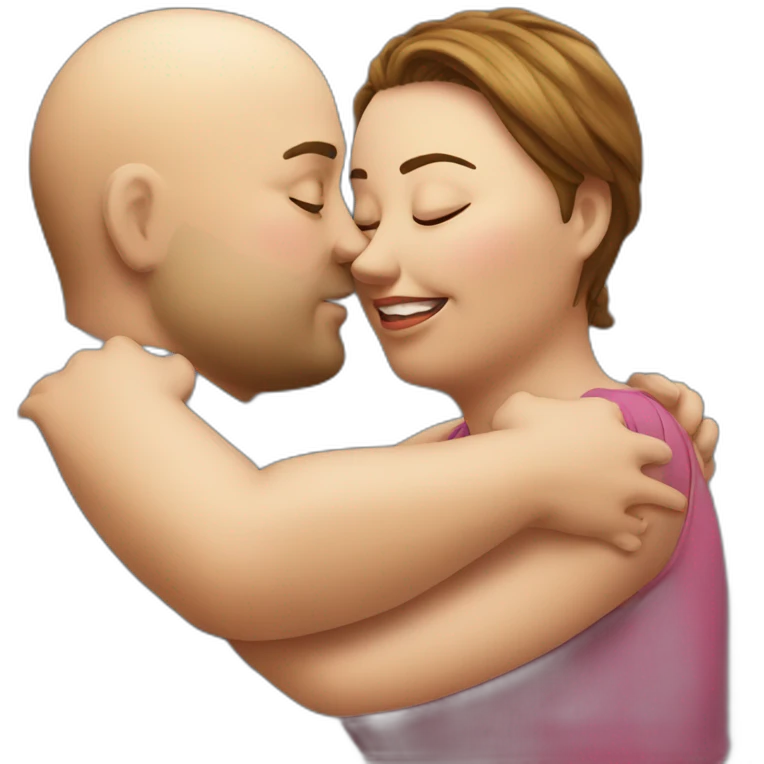 fat guy kiss a lady emoji