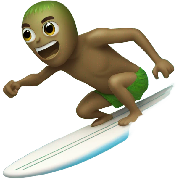 Kiwi riding surfboard emoji