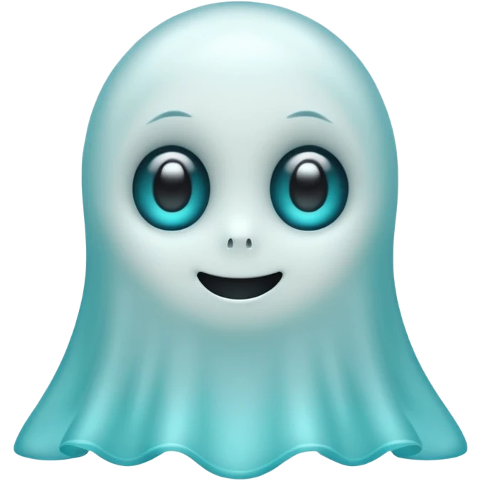 Cute cyan ghost character with big adorable eyes and a small smile emoji