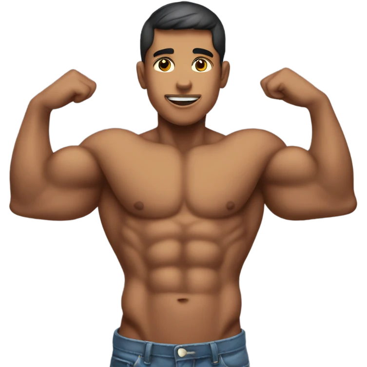 Muscly boy stood posing emoji