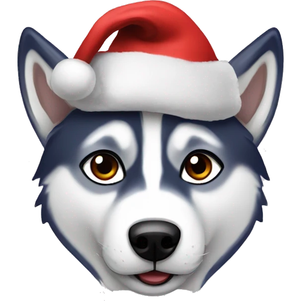husky with a chrismass hat emoji