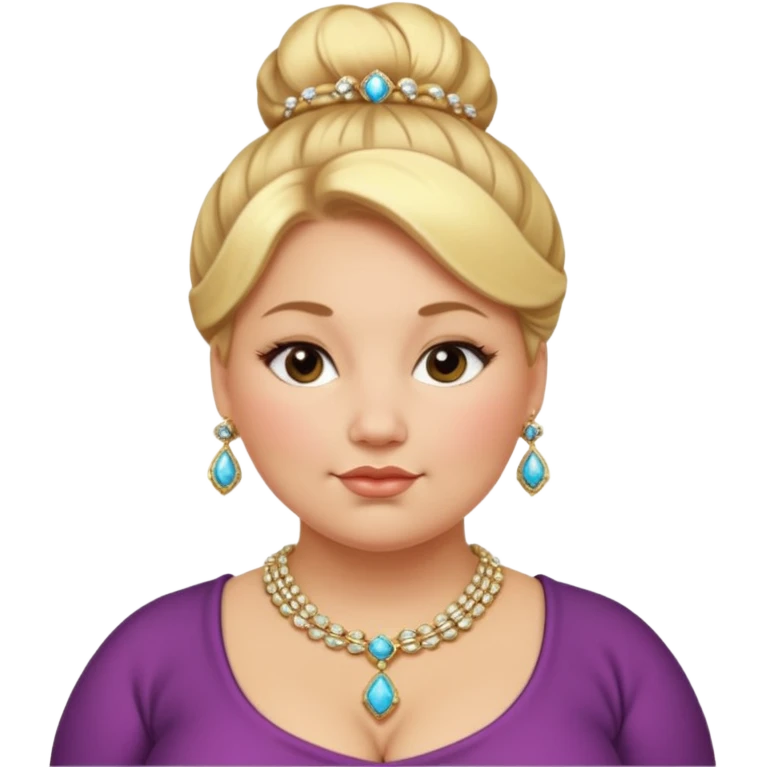 very fat beautiful rich blonde bun haired woman emoji