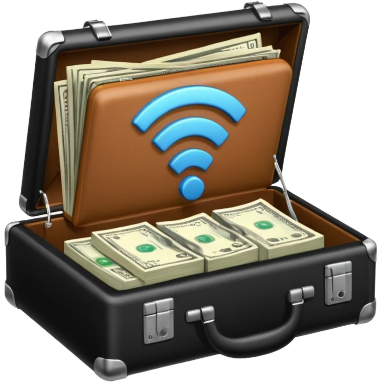 open wifi money filled briefcase emoji
