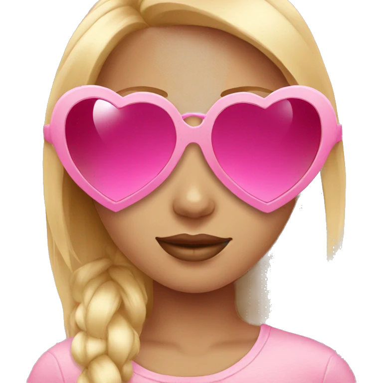 Blonde girl pink heart sunglasses  emoji