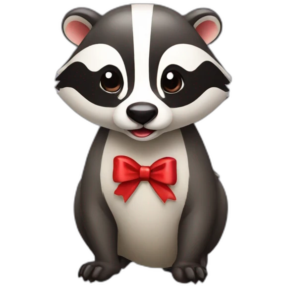 badger with red bow happy emoji