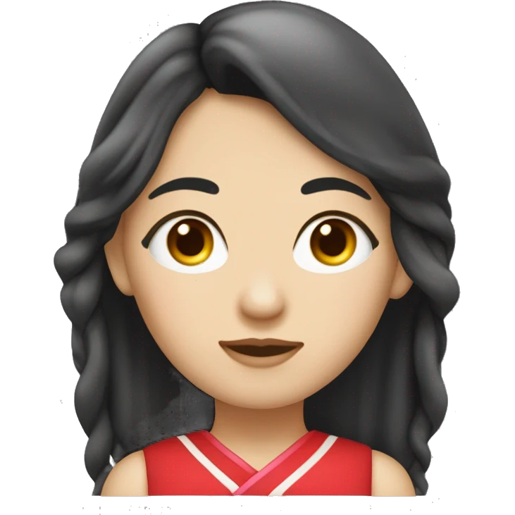 ragazza con i capelli neri, naso normale, orecchie, occhi da cinese papilla scura e pelle bianca con i cuoricini attorno emoji