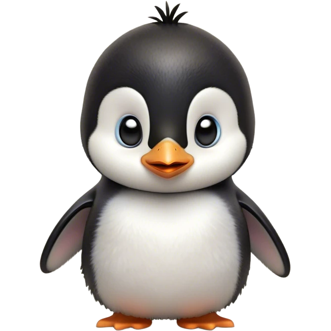 Cinematic Comical Baby Penguin Portrait Emoji, Head tilted dramatically with an exaggeratedly shocked expression, featuring delightfully fluffy plumage with wide, comically expressive eyes full of humorous disbelief, Simplified yet hilariously expressive features, highly detailed, glowing with a slightly sassy polar glow, high shine, dramatic yet playful, stylized with an air of cheeky innocence, soft glowing outline, capturing the essence of a meme-worthy baby penguin that seems ready to side-eye its way into viral fame! emoji