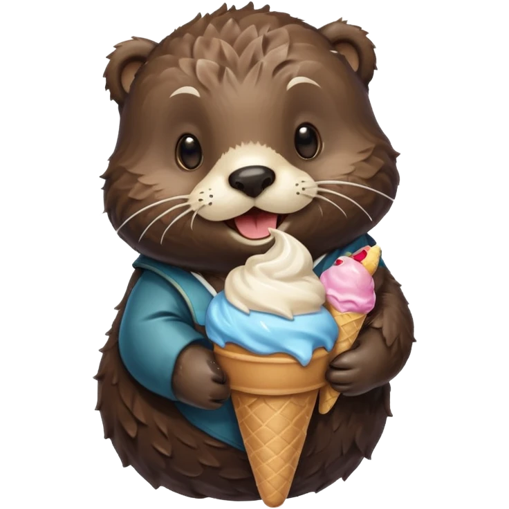 Sea otter with an ice cream cone  emoji