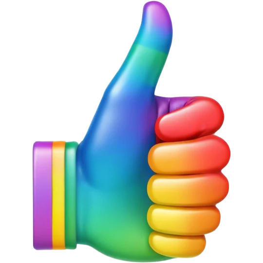 rainbow thumbs up emoji, vibrant colors, apple style emoji