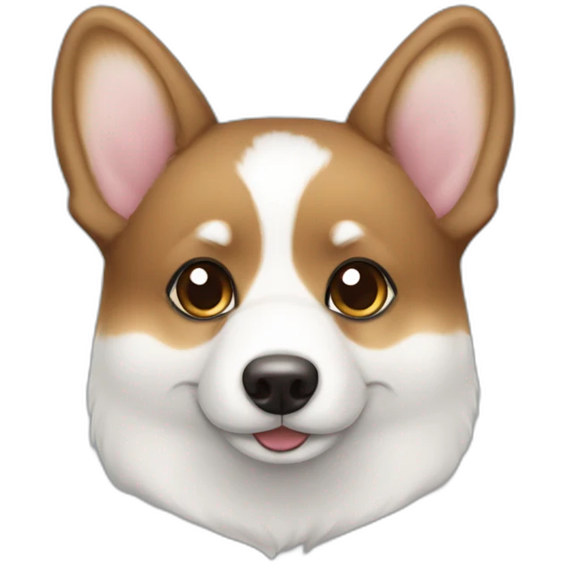 cute white corgy with half head dark brown emoji