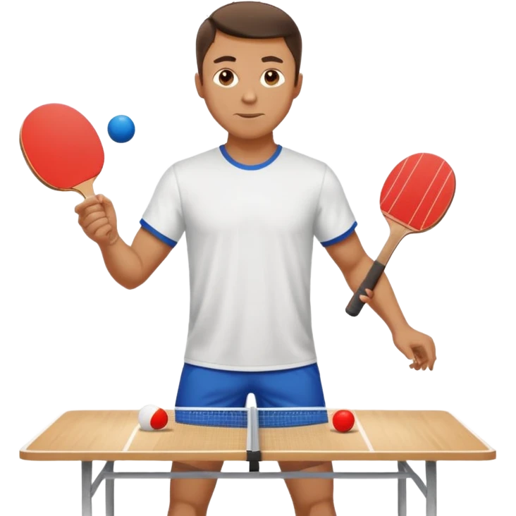 Guy playing ping pong on a 4x8 wooden table emoji