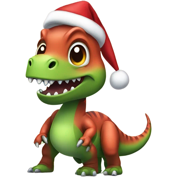 Dinosaur dressed as Santa emoji