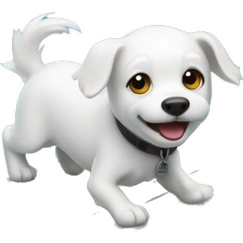 Little white dog surfing in ocean emoji