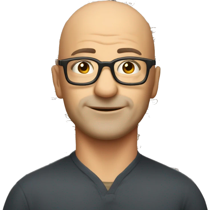 Bald man around 40 years old in a vintage glasses emoji