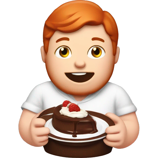 Fat red head eating chocolate pudding emoji