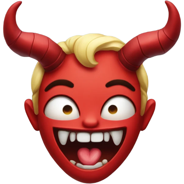 Bite lip with heart eyes and devil horns that are red  emoji