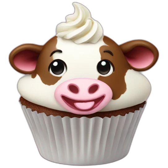 Happy cow cupcake emoji