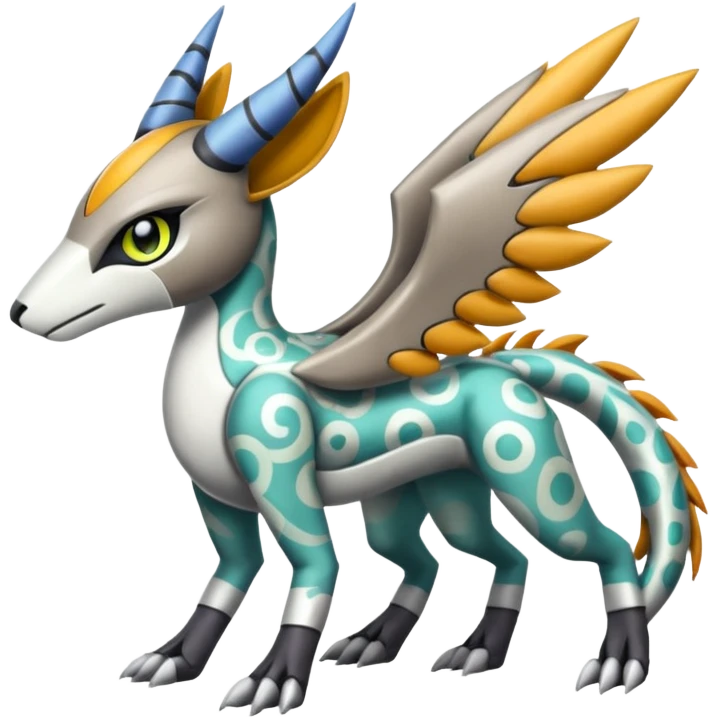 Colorful Meloetta-Wargreymon-Sergal-Pokémon-Digimon-Fakémon-fusion-hybrid-creature emoji