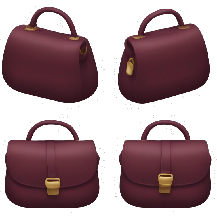 Small burgundy coloured bag with a short oval hing. The bag has a light oval shape. To close, the bag has a zipper. emoji