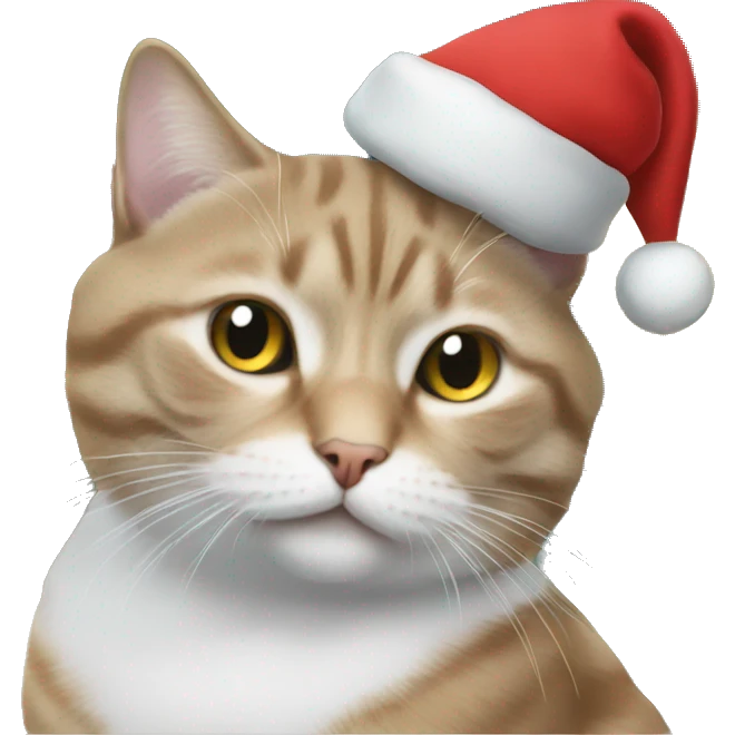 a cat with a christmas hat emoji