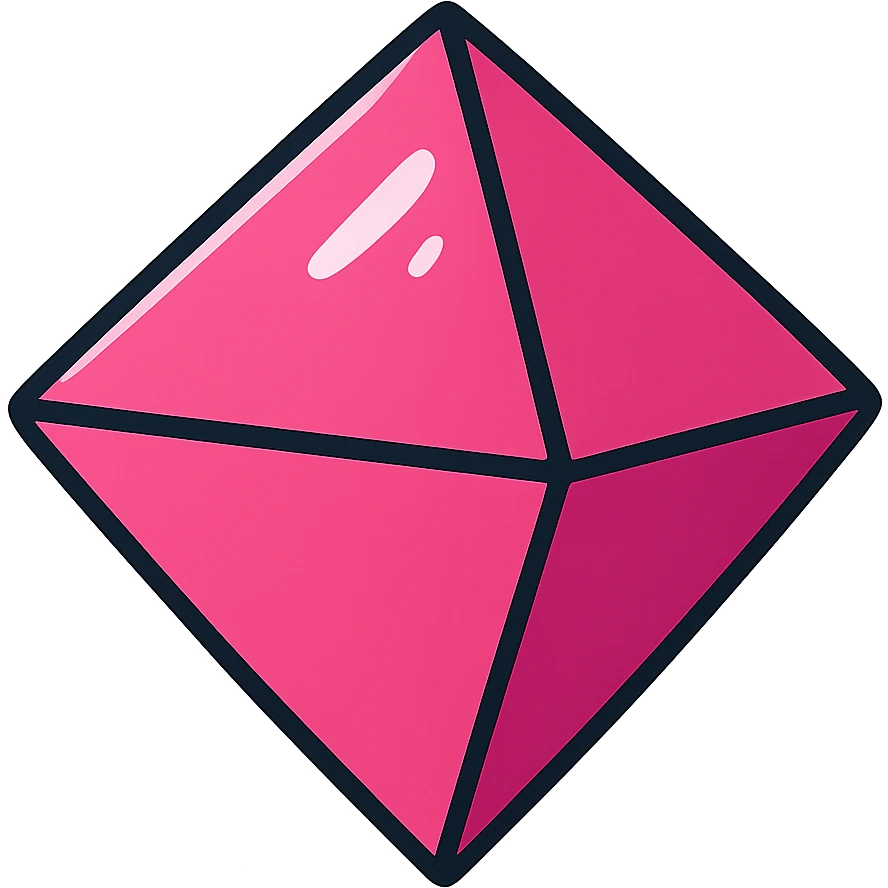 pink octahedron, vibrant toon style, playful emoji