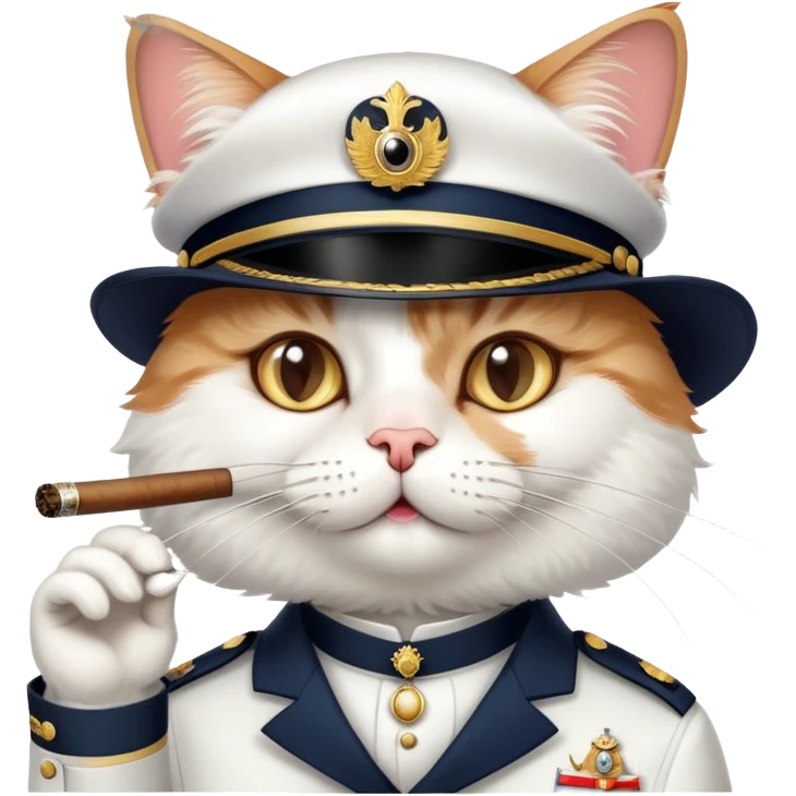 a cheeky cat who is dressed in an officer's uniform with a monocle and smokes a cigar emoji