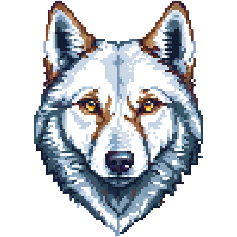 pixel art style face of an American wolfdog emoji